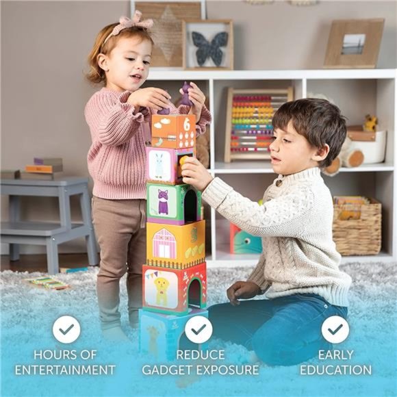 Farm Animal Sorting and Stacking Toys for Toddlers Ages 1-3 - 6 Sets - Picture 5 of 6